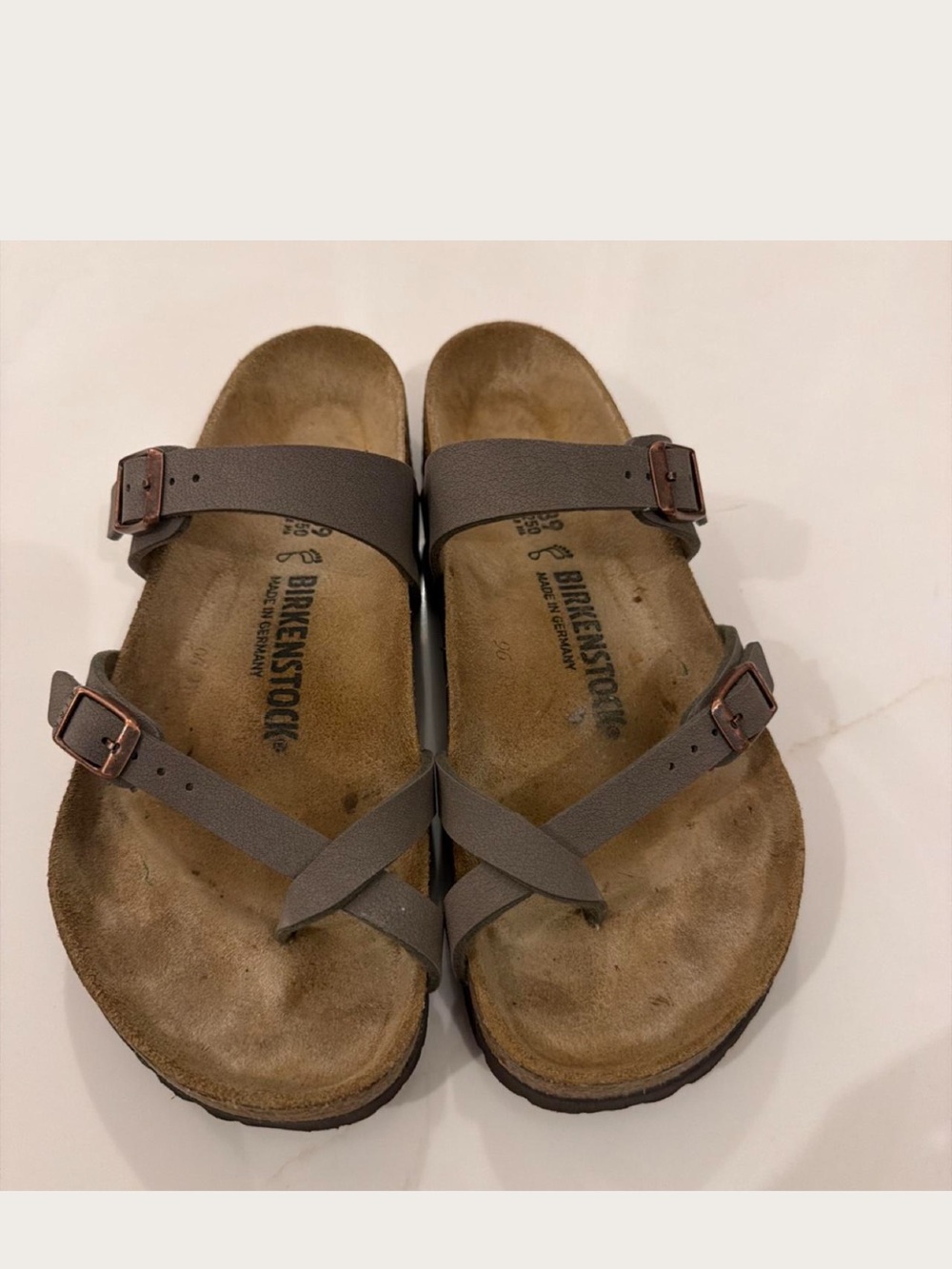 Birkenstock Women's Gray Two-Strap Crisscross Sandals Mayari